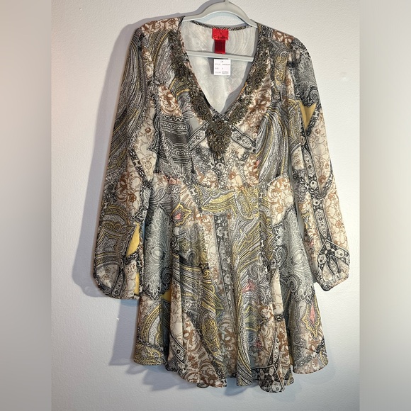 Paisley beaded dress V Christina size small nwt - Picture 1 of 5